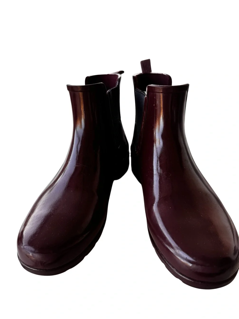 Hunter Burgundy Dark Plum Original Chelsea Waterproof Ankle Rain Boots Size 7.5